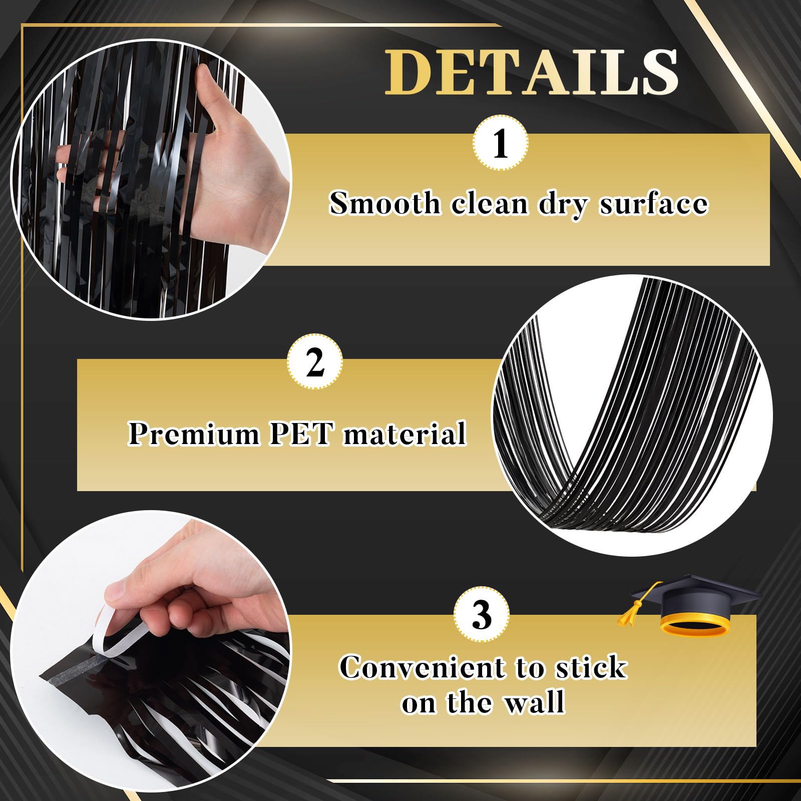 4 PCS Black Tinsel Fringe Ceil - Tinsel Garland Decoration ulasan dan harga