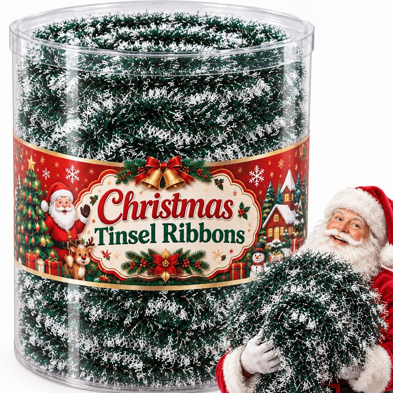 Christmas Tinsel Ribbons Green - Tinsel Garland Decoration ulasan dan harga